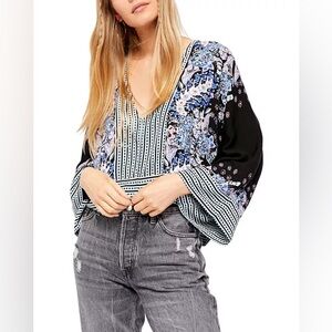 Free People Mix N Match Mixed-Print Top size Large